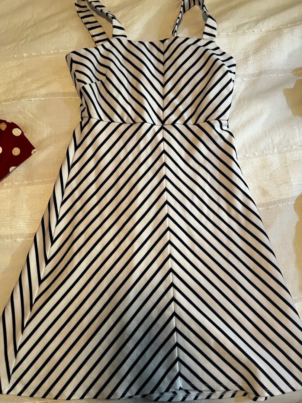 Draper James Navy and White Diagonal Stripe Mini Dress